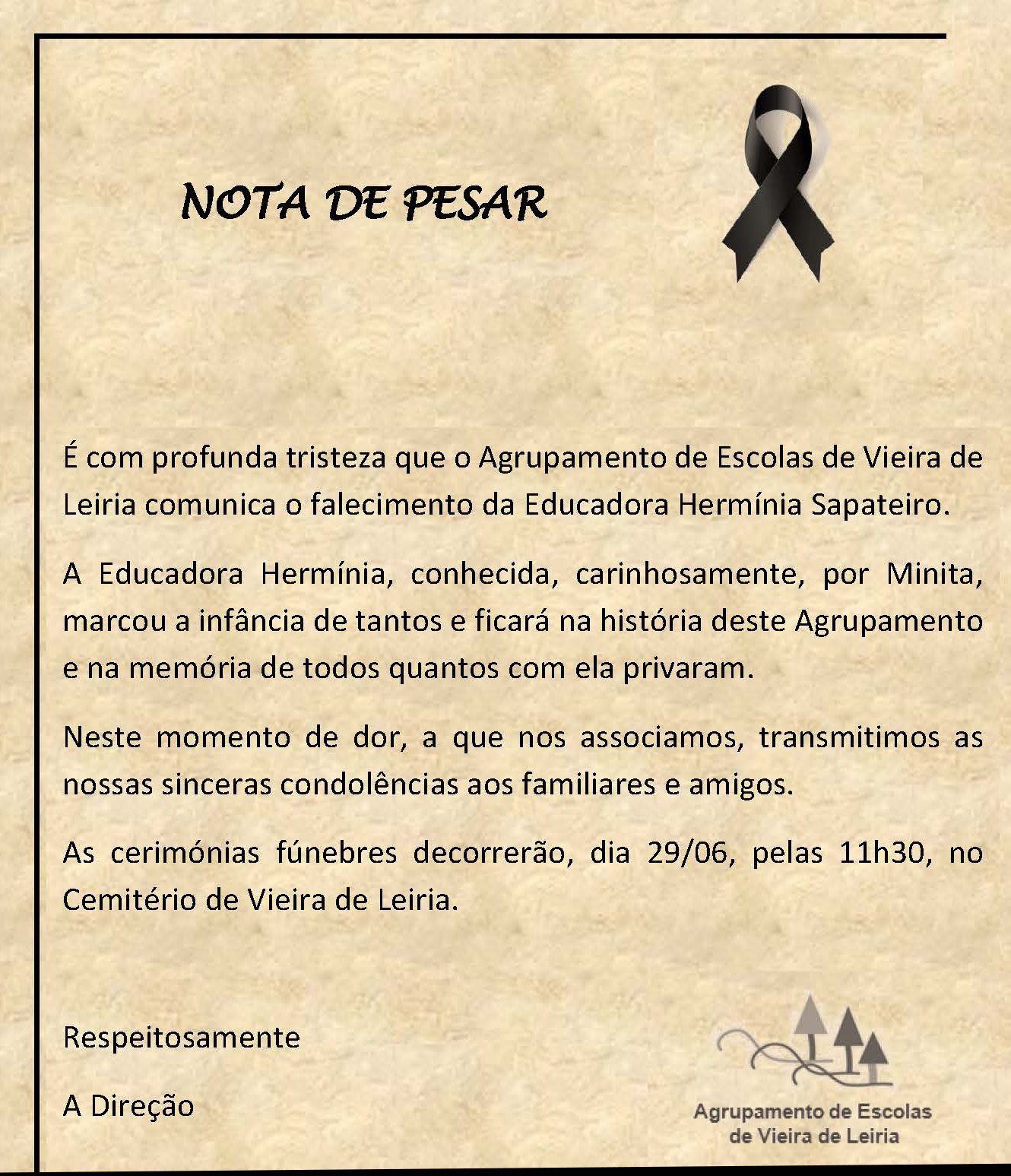 Nota de pesar minita copiar