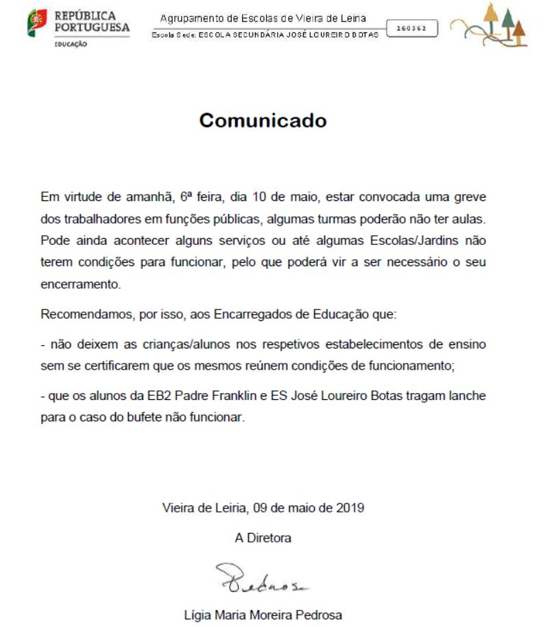 comunocado greve 5